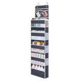 Univivi Over The Door Organizer, 6 Shelf Door Hanging Organizer Nursery Door Storage with PVC Pockets 8 Side Pockets for Bathroo