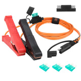 CUZEC SAE to Battery Clamp Cord, 12 AWG 30-Amp Weatherproof Cable with Fuse Holder, Alligator Clips for Motorcycle, ATV, RV (3.5
