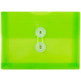 JAM PAPER Plastic Envelopes with Button & String Tie Closure - Index Size - 5 1/2 x 7 1/2 - Lime Green - 12/Pack