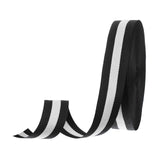 PATIKIL 1 Black White Striped Grosgrain Ribbon, 25 Yard Polyester Fabric Stripe Craft Ribbon Double Faced Design for Bow Gift Wr