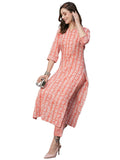 Anni Designer Women'S Cotton Blend Straight Printed Kurta With Pant (Ubika Red_S_Red_Small),Red,S