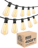 Lightdot 400FT Outdoor String Lights, LED Bistro String Lights with Shatterproof ST38 Bulbs, 2200K Dimmable, Waterproof Hanging