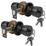 JO.KO 2 Pack Door Knob with Lock and Key, Round Ball Lock Interior/Exterior Door Knob for Bedroom Or Bathroom/Entry Door Handle