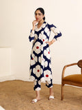 Gosriki Women'S Cotton Blend Straight Printed Kurta With Pant (Chunilal Blue-Nw-Gs_M_Blue_Medium),Blue,,B0D6G1TN2Q