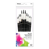 BAZIC Paint Brushes Set Round Natural Hair Brush, Paintbrushes for Acrylic Oil Watercolor Gouache Art Painting (12/Pack), 1Pack