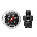 MEASUREMAN 0-100Psi Stainless Steel Glycerin Filled Fuel Pressure Gauge, 1-1/2 Black Dial, with 6AN Fuel Pressure Take Off Fitti