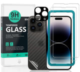 Ibywind Screen Protector compatible With iPhone 15 Pro Max,With 2 PCS Tempered Glass,1 Pc Camera Len Protector,1 Pc Back Film,HD