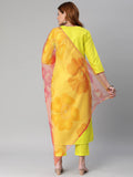 Anni Designer Women'S Cotton Blend Solid Straight Kurta With Pant & With Dupatta (Chora Wp_Light Mehandi_S_Light Mehandi_Small),Light Mehandi,S,Cotton Blend,Regular,Dupatta