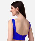 Pujia Mills Women'S Deep Neck Silk Sleeveless Readymade Blouse (Sando_Royal Blue_38)