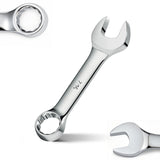 TIBOO DAY Combination Wrench, SAE 7/16 Mini Stubby Combination Wrenches, 12 Point Box End Stubby Wrench with CR-V Steel Short Le