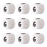 FASHEWELRY 10Pcs Cube Letter Silicone Beads 12x12x12mm Square Letter G Alphabet Beads for DIY Bracelet Necklace Jewelry Making