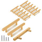 TooCust 15 Pack Brushed Brass Kitchen Cabinet Handles, Cabinet Pulls with 3-3/4 Inch (96mm) Hole Centers, Gold Dresser Handle wi
