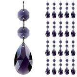 20pcs 38mm Teardrop Crystal Chandelier Prisms Pendant Parts, Hanging Crystals Glass Beads for Chandeliers Decoration (Violet)