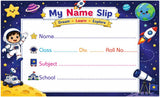Kids Name Slip Labels for Notebooks 60pcs Self Adhesive School Book Name Slips | Astronaut Book Labels Stickers for Books, Lun