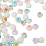 60pcs Paw Print Spacer Beads Cute Cat Paw Print Earring Bracelet Beads Acrylic Loose Spacer Bead 6 Color Necklace Handmade Craft