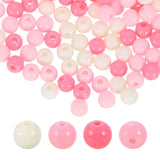 HARFINGTON 100pcs Cream Pink Acrylic Round Beads 6mm Dia 1.9mm Hole Plastic Resin Smooth Balls Loose Bead for Jewelry Making Bra