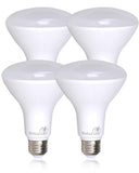 Bioluz LED 4 Pack BR30 LED Bulbs Indoor Flood Lights 90+ CRI 65W Equivalent uses 7.5W 2700K Warm White 650 Lumens E26 Base Dimma