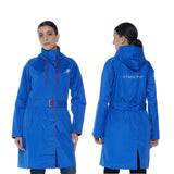 Amazon Brand Symactive Rain Coat For Women | Waterproof Polyester With Pvc Coating | Hooded Long Coat With Belt | Seam Sealed