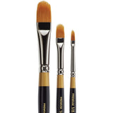 KINGART B021 Premium 3 pc. Original Gold 9520 Series Filbert Rake Brush Set, Synthetic Golden Taklon for Acrylic, Oil, Watercol