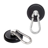 Ant Mag Heavy Duty Neodymium Magnet Hooks with Swiveling Carabiner - 140LBS Capacity, Indoor/Outdoor Hanging, Black (2 Pack)