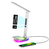 Morwealth LED Desk Lamp with 10W QI Wireless Charging, Flexo Table Lamp with 3 Colors and 5 Brightness Levels with Charging Func