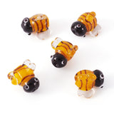 FASHEWELRY 5Pcs Handmade Lampwork Bees Beads Cute Goldenrod Honeybee Beads 3D Animal Insect Glass Bead for Bracelet Earring Neck