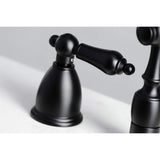 Kingston Brass Kb1790Albs 8-Inch Widespread Kitchen Faucet With Brass Sprayer, Matte Black