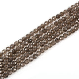 3mm Smoky Quartz Faceted Gemstone Round Loose Beads Strand 15.5-16 DIY Jewelry Making