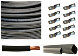 WNI 4/0 AWG 4/0 Gauge 10 Feet Black Battery Welding Pure Copper Ultra Flexible Cable + 5pcs of 5/16 & 5pcs 3/8 Copper Cable Lug