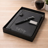 Nutcase Personalized Leather Diary With Engraved Pen | Premium Black Diary With Matching Pen Black Gift Box