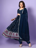 Wedani Georgette Embroidered Anarkali Kurta For Women (In Alpha M Regular Blue),BLUE,M,,,
