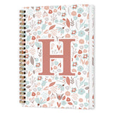 nvucamd Letter H Personalized Spiral Notebook, Aesthetic Monogrammed Gifts Office Supplies for Women, Custom Initial H Journal N
