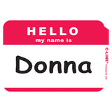 CLine Pressure Sensitive Peel and Stick Badges, Hello My Name Is, Red, 3.5 x 2.25 Inches, 100 per Box (92234)