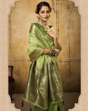 Satrani Womens Banarasi Silk Blend Saree (2786S105N_Pista Green)