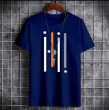Lookmark Men'S Stylish Pure Cotton Printed Regular Fit Tshirt (Mt13-S-Navy Blue)