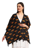 Ravaiyaa Attitude Is Everything Hand Block Printed Cotton Long Stole Hijab Neck Wrap Scarf With Tassel 71 X 21 Inch (Black Y