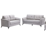 Benjara Odin 2 Piece Sofa and Loveseat Set, Tufted Cushions, Light Gray Linen Upholstery