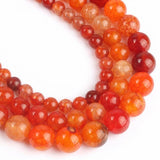 Yochus 35pcs Smooth Natural Orange Agate Beads