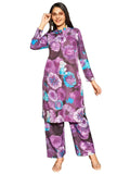 Anni Designer Women'S Rayon Blend Short Length Printed Co-Ord Set (Kareena Wine Co Ord-Vks01_Xl_Wine_X-Large),Wine,XL,,,