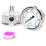 MEANLIN MEASURE 0~60Psi Liquid Filled Pressure Gauge Stainless Steel with 316 Stainless Steel Joint 1/4 NPT 2.5 FACE DIAL for Po