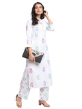 Gosriki Women'S Cotton Straight Kurta With Palazzo (Gshk115_M_White_Medium),White,,B09H38FH45