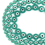45pcs Evil Eye Beads Lake Blue Glass Turkish Evil Eye Spacer Beads Handmade Flat Round Lampwork Beads for Jewelry Making Busines