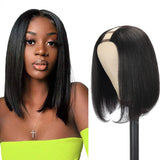 Amella Hair U Part Wig Human Hair Wigs For Black Women 12inch Short Bob Straight Wig Brazilian Remy Human Hair Bob Wigs Clip in
