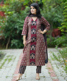 Anni Designer Women'S Rayon Viscose Printed Straight Kurta With Pant & Dupatta (Sarangpur Maroon_Xxl_Maroon_Xx-Large),Maroon,2XL,,,