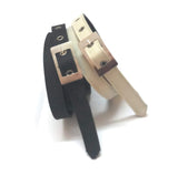Generic Womens Formal Casual Denim Material Jeans Belts 2Pcs Black And Cream