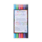 Zig Kuretake Calligraphy II 6Color Pen Set, Dual Tip 2 mm & 3.5 mm, WaterBased Dye Ink, Broad & Fine Tips for Hand Lettering,
