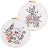 Yangshine 2 Sets Human Anatomy Embroidery Kit For Beginners,Flower With Skull Patterns Cross Stitch Kits,Including Embroidery Ho