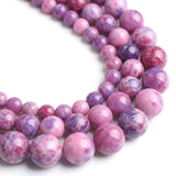 Yochus 60pcs Round Loose Purple&Pink Fire Agate Beads for Bracelet Beads