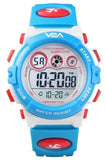 V2A Digital Kids Sports Watch With 7 Color Backlight Alarm Stopwatch For Boys And Girls (White-Blue)