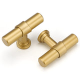 Haliwu 10 Pack Gold Cabinet Knobs Brushed Brass Drawer Knobs for Kitchen Cabinets Gold Dresser Drawer Pulls T-bar Hardware